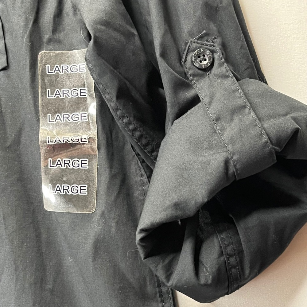 Southpole Shirt Mens Large Black Cotton Blend LongSleeve Button Up UtilityPocket - Picture 3 of 9